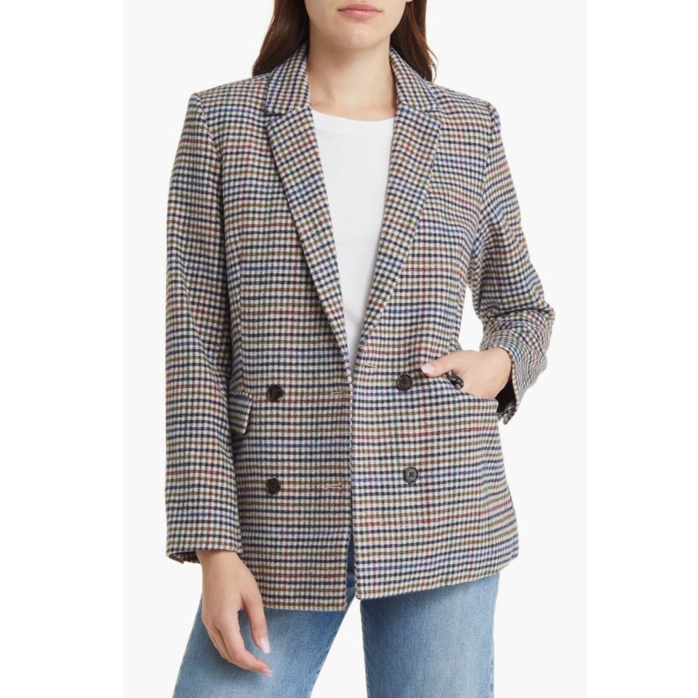Rails Jac Double Breasted Blazer, Houndstooth Cardinal Pine, NWT, Size M - Picture 6 of 12